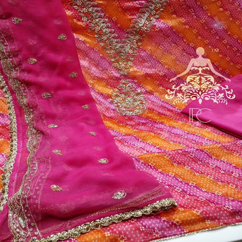 embroidery Lehariya -Bandhni